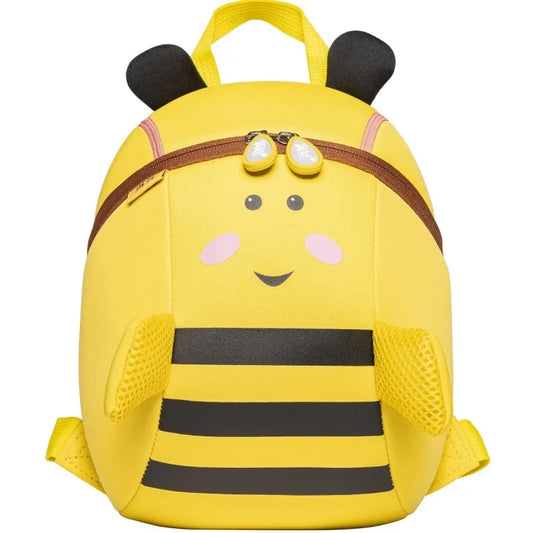 Cute Bee Kids Backpack — 3D Neoprene Cartoon Toddler School Bag, Yellow